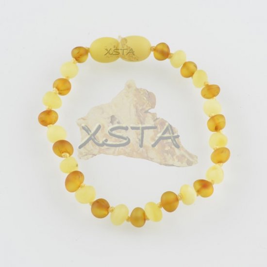 Teething amber bracelet raw beads matt honey